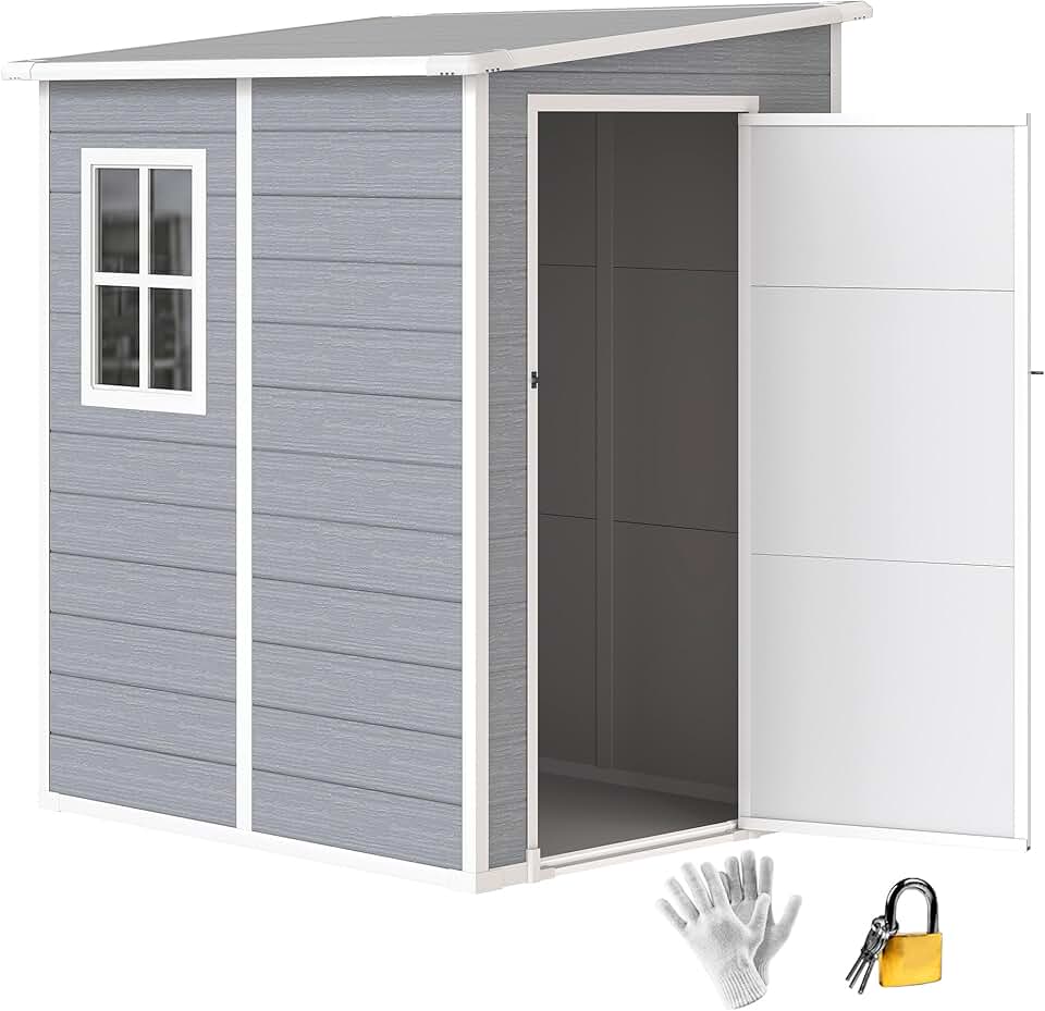 karaca-alisveris - Abri de jardin 1.54m² - porte verrouillable, fenêtre, aération - 122x149x192/177cm
