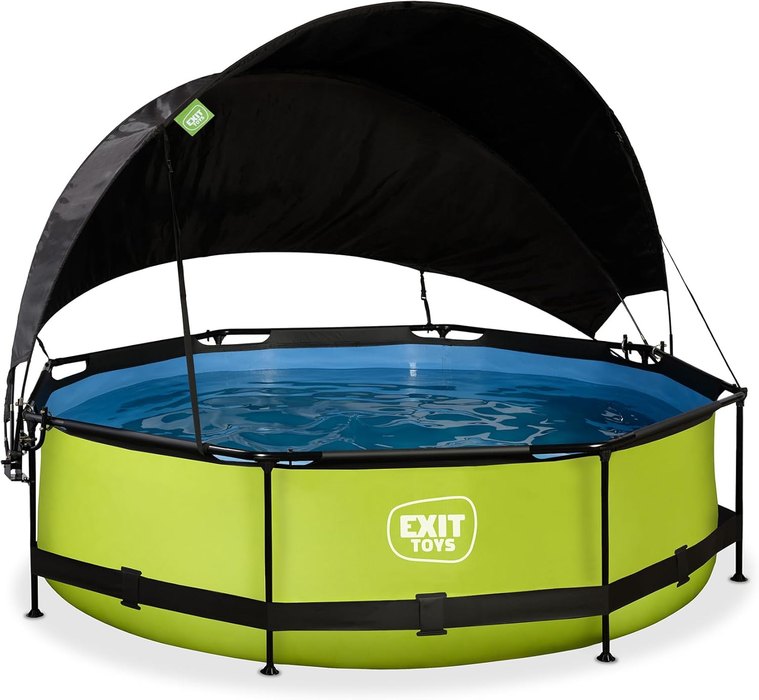 karaca-alisveris Piscine Lime avec Voile d'Ombrage - ø300x76cm - Piscine Hors Sol Ronde avec Pompe Filtrante à Cartouche - Protection Optimale Contre Les Rayons UV - Entrée Basse - Design Unique - Vert