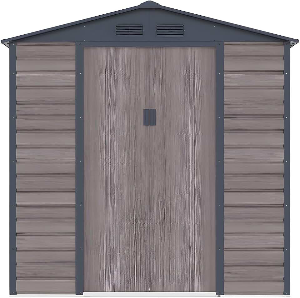 karaca-alisveris - Abri de Jardin métal effet bois gris 4,15 m² - acier galvanisé - ADELMO
