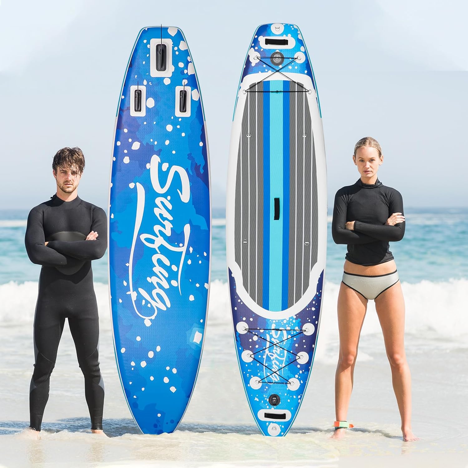 karaca-alisveris - Paddle gonflable 320/335cm - 2 personnes, siège kayak, jusqu'à 150kg