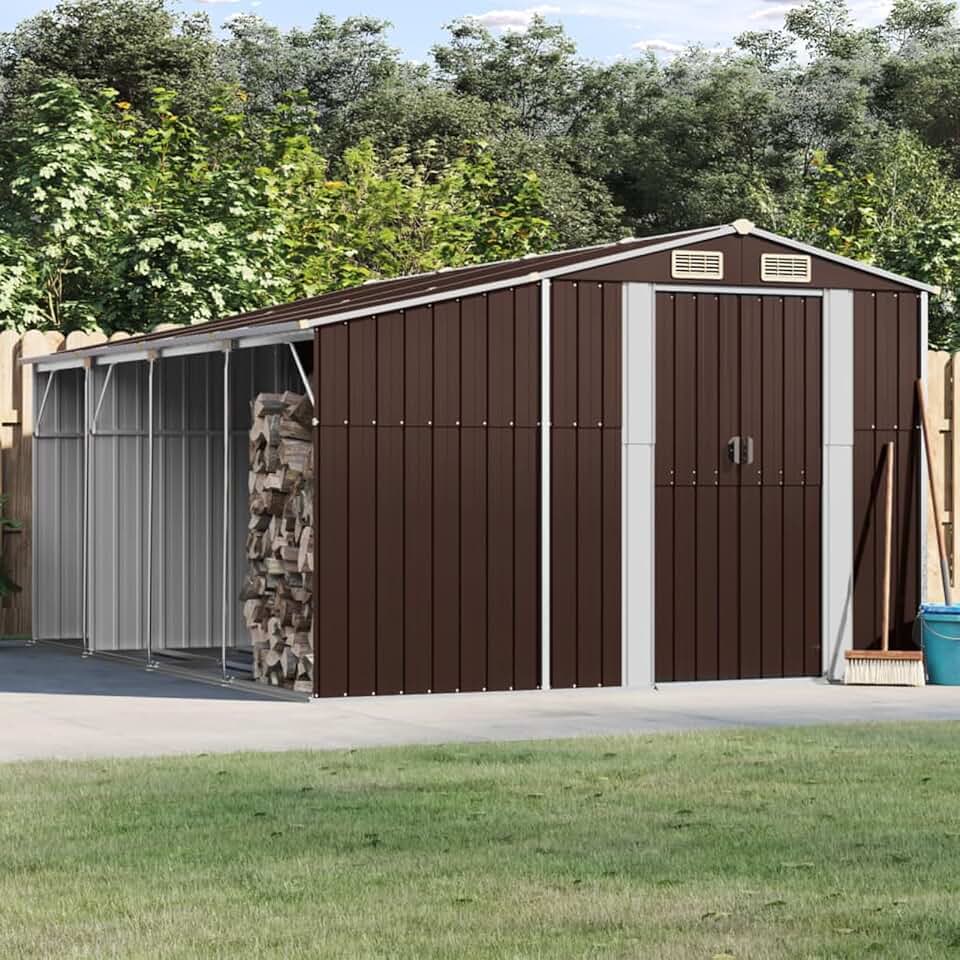 karaca-alisveris Abri de Jardin Marron 277x365,5x179 cm Acier galvanisé,Abris De Jardin,Abri De Stockage pour Jardin,Abri D'Outils De Jardin