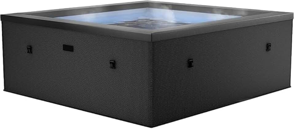 karaca-alisveris - Spa - Celestia - Semi-Rigide Carré 6 Places – Construction Portable en Mousse, Chauffage intégré et Couverture économe en énergie – Volume 1100l - Ø180xH70cm - Charcoal Black