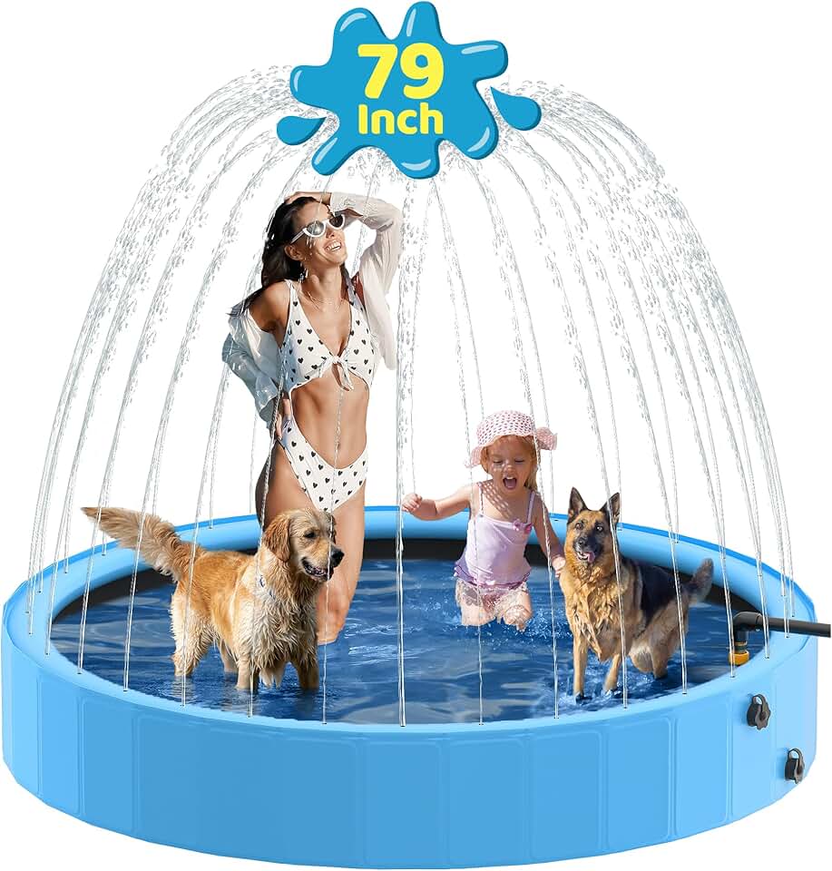 karaca-alisveris - Piscine Chien Série Sprinkler - 200cm PVC antidérapant jet d’eau