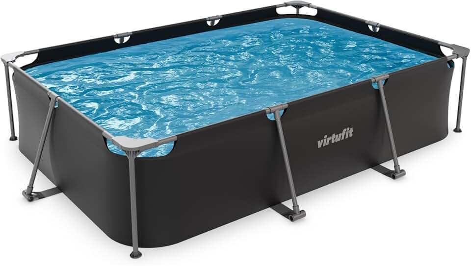 karaca-alisveris Piscine rectangulaire 300 x 210 x 66 cm anthracite – Compacte – Cadre stable – Idéale pour le jardin – Montage rapide