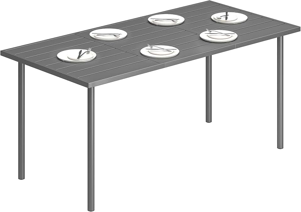 karaca-alisveris - Table jardin série 6 pers - 165x80 cm - métal lattes, extérieur