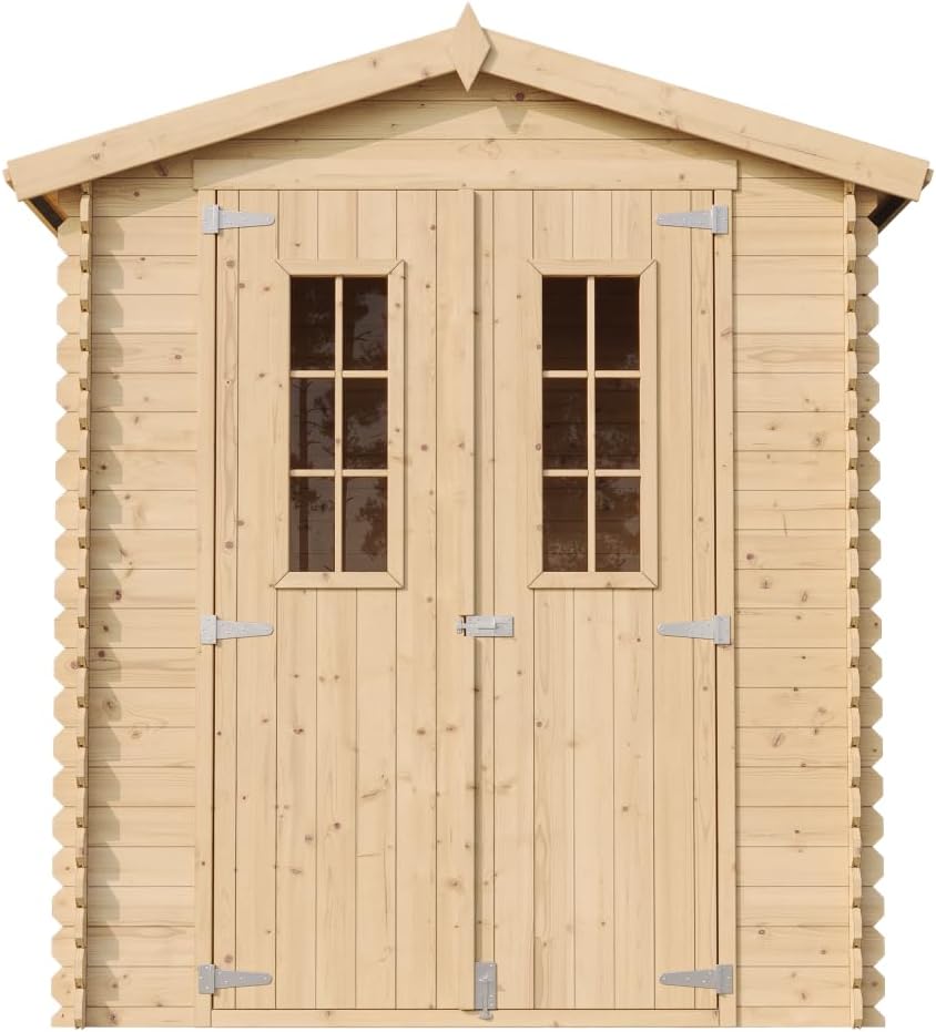 Abri de Jardin en Bois avec Sol TRAITÉ - Stockage extérieur I196xL136xH218 cm/ 1.98 m2 Petit abri à Outils, Local à vélos - karaca-alisveris M367C+M367G