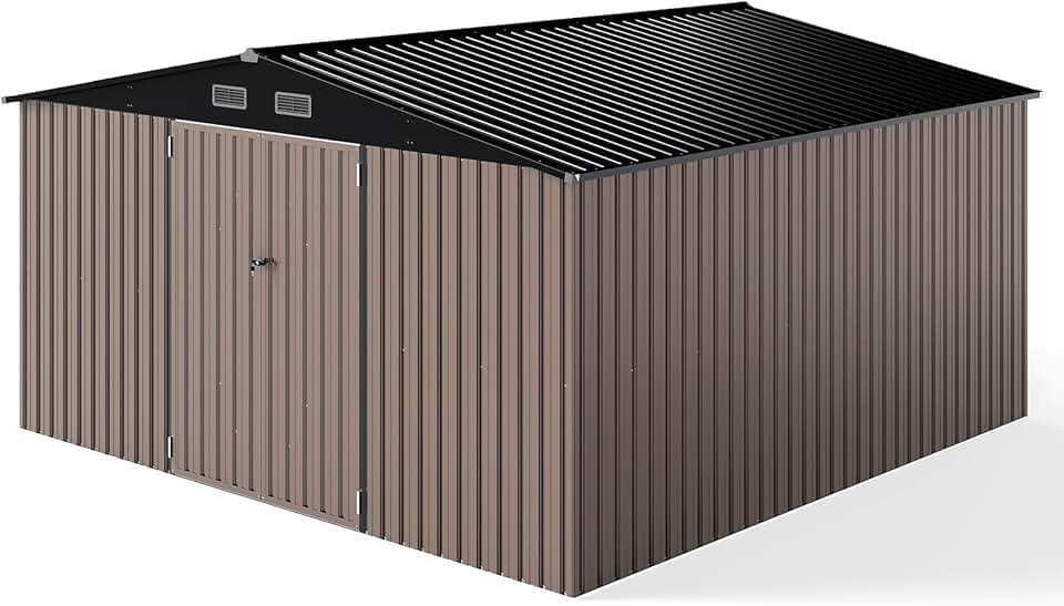 karaca-alisveris - abri de jardin métal 3,6x3,6m porte fenêtre toit incliné 364x364x198cm