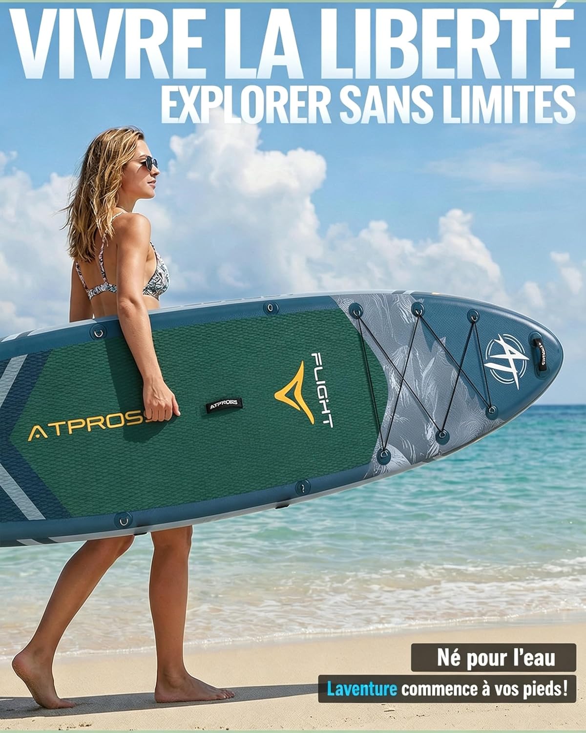 Stand Up Paddle Gonflable Adulte avec Siège Kayak & Accessoires, 320x84cm Planche de Sup Extra Large pour 2 Personnes, Charge 200kg, Kayak Gonflable 2 Places Stable et Antidérapant pour Surf