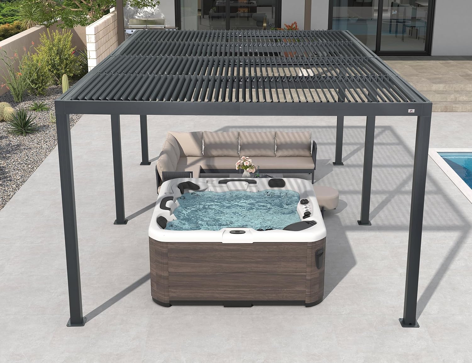 karaca-alisveris - Pergola bioclimatique - 6x3,68m - aluminium lames orientables