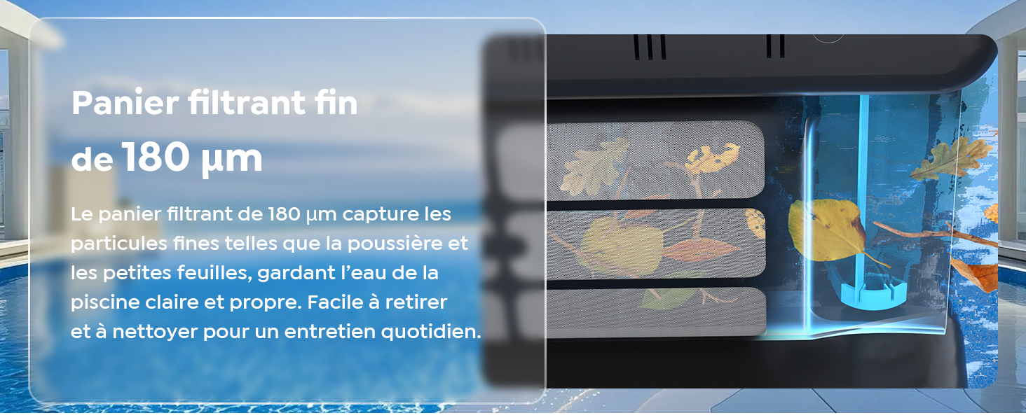 Le texte indique « 180 μm » avec un schéma technique montrant les détails des mesures ou des spécifications dans une palette de couleurs bleu et blanc.