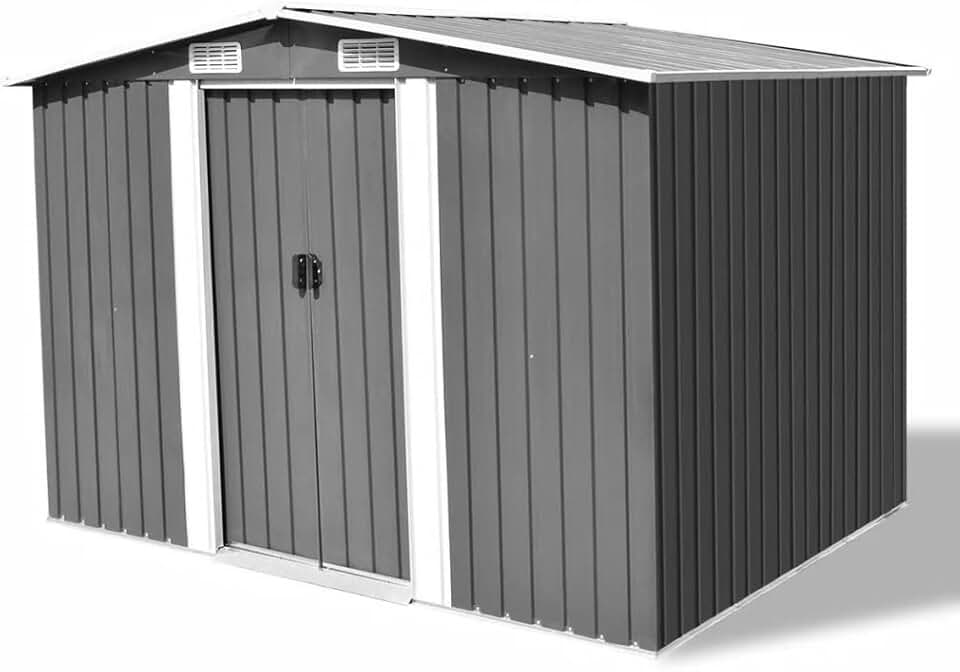 karaca-alisveris - Abri de jardin métal gris 257x205x178cm, rangement extérieur
