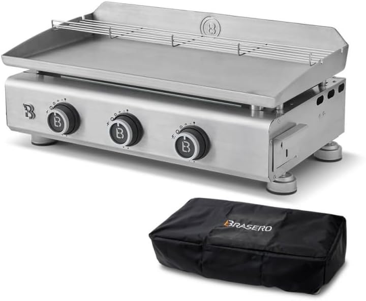 Favex - Silvia IIG Evo Inox - 67x34 cm - Plancha inox 3 brûleurs, housse, 7,95kW - SILVIAIIGEVO