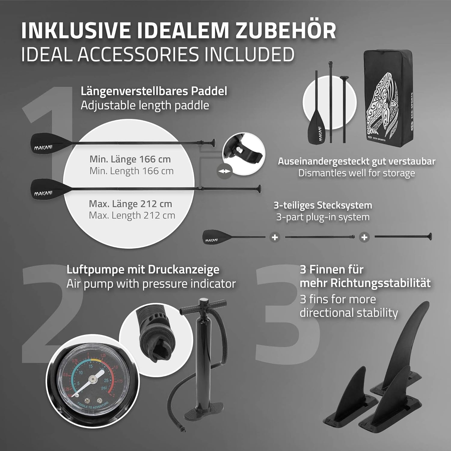karaca-alisveris - Stand Up Paddle Board - 305/308/320/380 cm - PVC, 120/150 kg, 10/15 cm d'épaisseur
