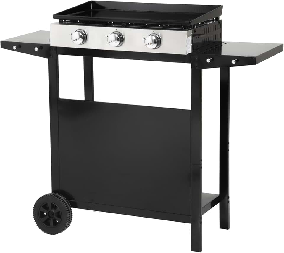 karaca-alisveris - Plancha Mérida sur chariot 3 brûleurs 6kW 74x33 cm