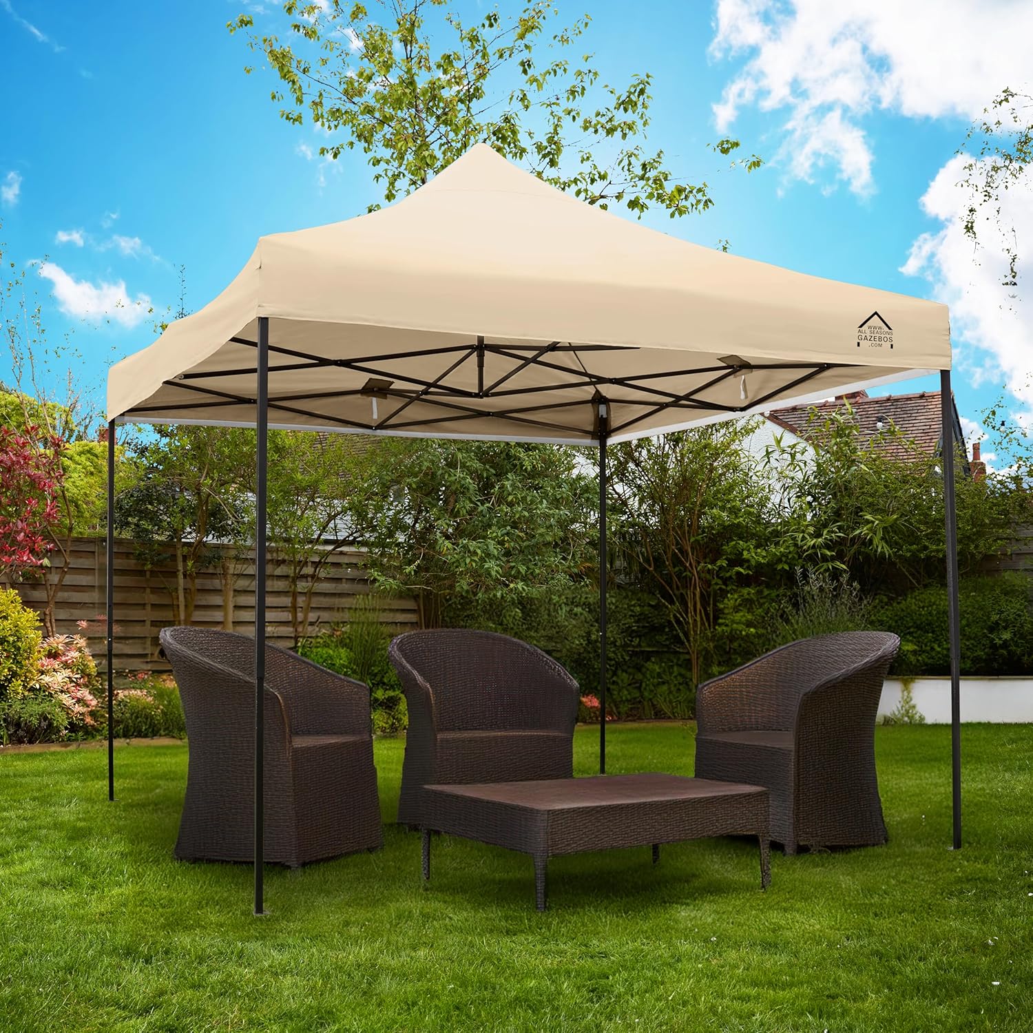 karaca-alisveris | Tonnelle Pliante 3x3m | Matériaux Robustes, Entièrement Étanches et de Haute Qualité (Beige)