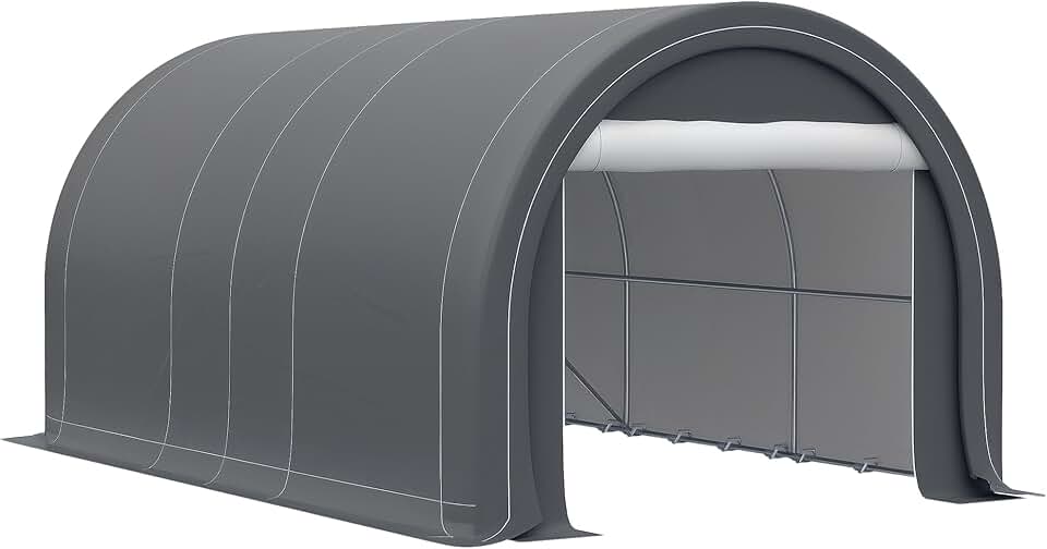 karaca-alisveris - Carport abri voiture 5x3x2,4m acier PE porte zippée