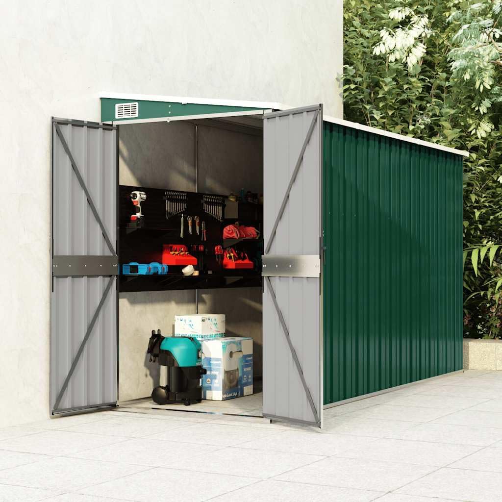 karaca-alisveris Abri de Jardin Mural Vert 118x288x178 cm Acier galvanisé,Structures extérieures, Cabanes & abris de Jardin,316225