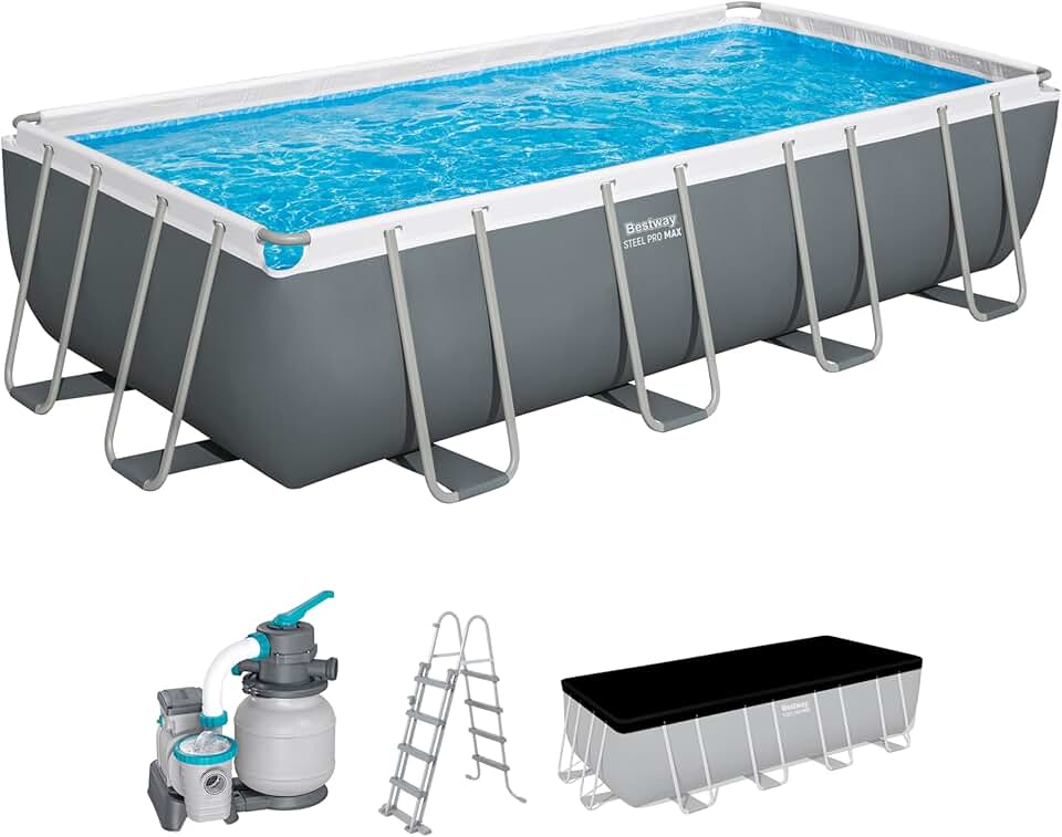 karaca-alisveris Steel Pro Max Kit Piscine Hors Sol - 549 cm x 274 cm x 122 cm - Gris foncé