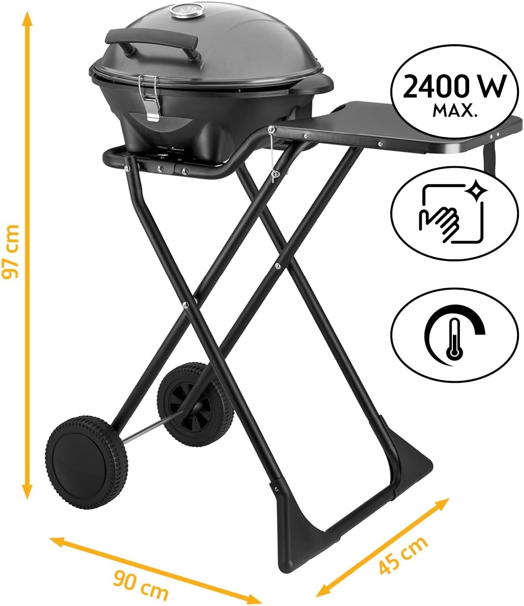 karaca-alisveris - Barbecue 2-en-1 pliable 2400W, couvercle, chariot, thermomètre - TZSFA5350-6