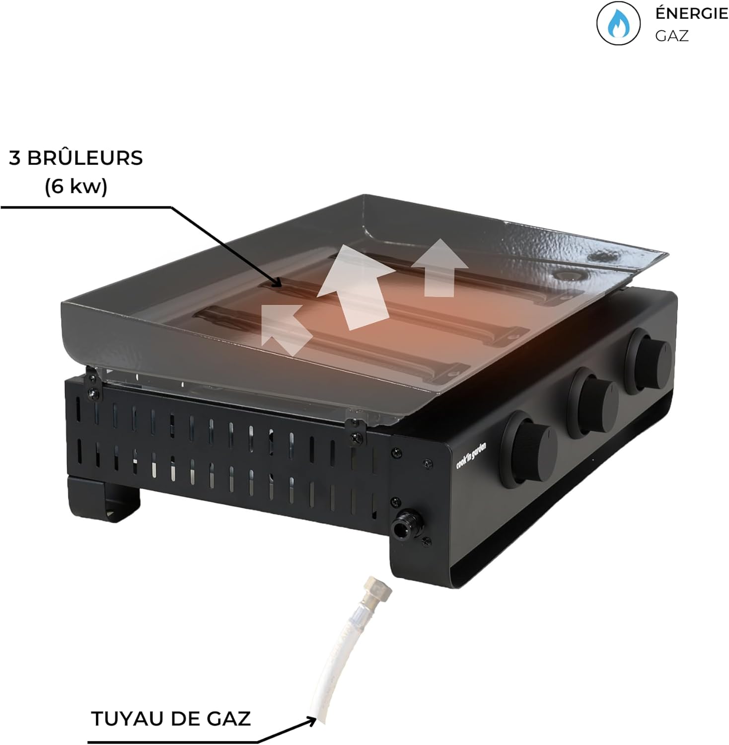 karaca-alisveris - Tempo 3 brûleurs - 6 kW - acier émaillé - bac amovible
