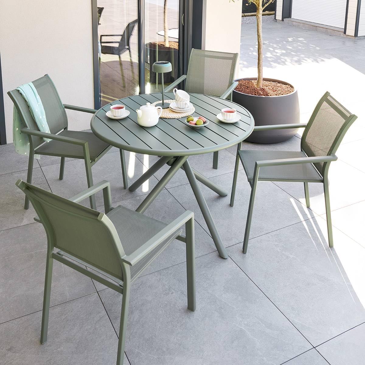 karaca-alisveris - Nebullia Table Jardin 4 places 105cm Vert Laurier
