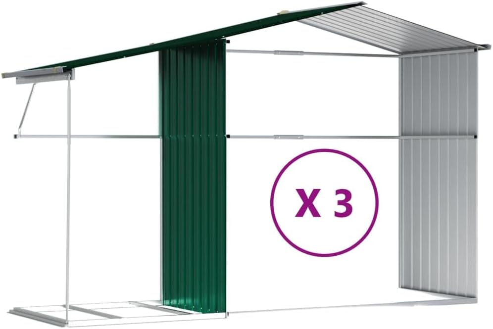 Abri de Jardin - modèle standard - 277x365,5x179 cm - Acier galvanisé, abri de stockage et outils de jardin