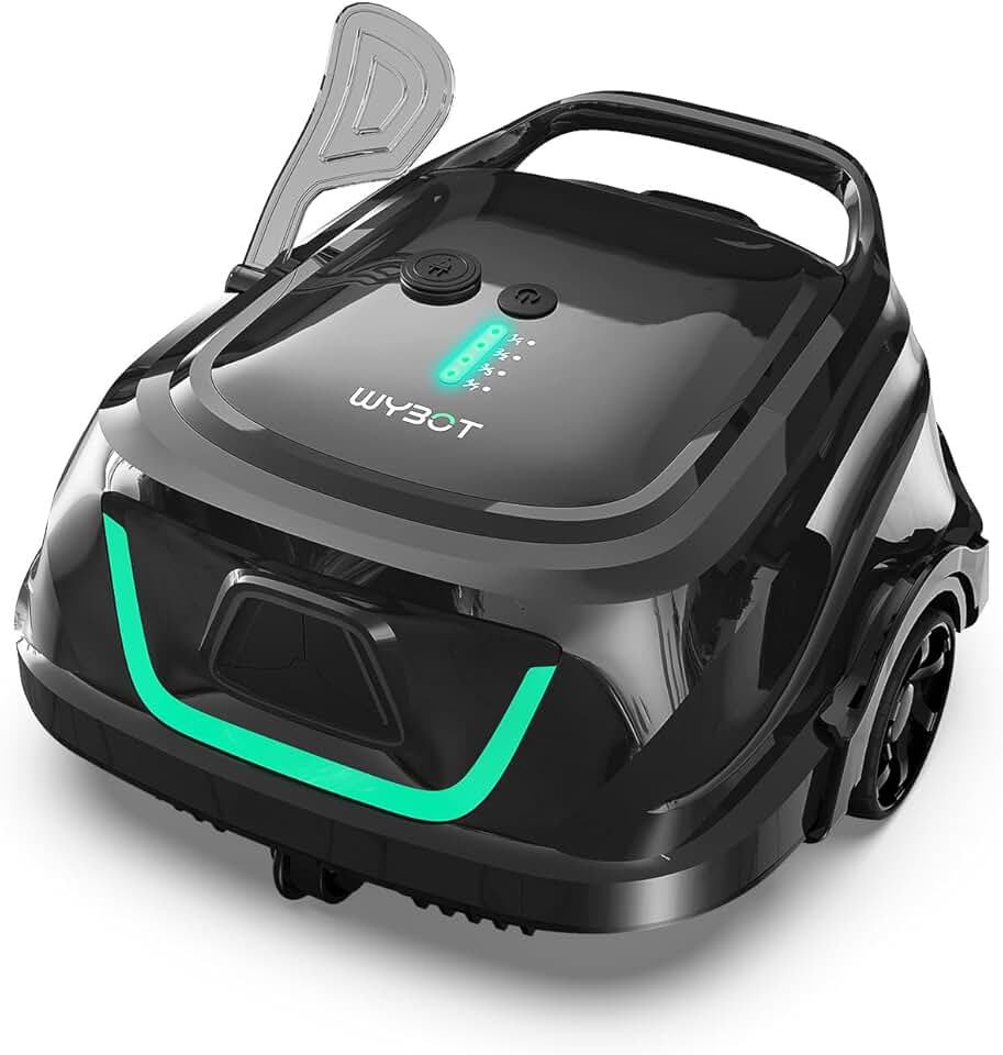 karaca-alisveris A1max Robot Piscine sans Fil pour Piscines Hors-Sol, Aspirateur Automatique, Robot Piscine 130 Min Autonomie, Double Filtration, LED, Charge 2h, 4 Modes,Vert forêt