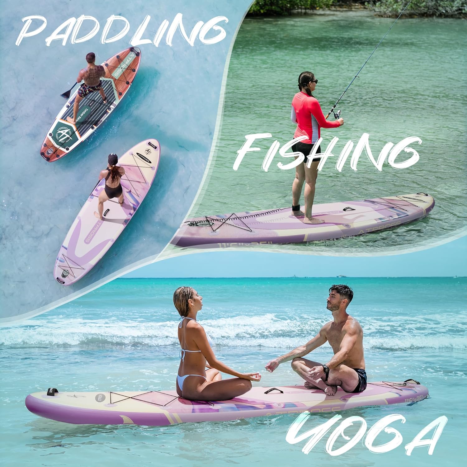 Planche à pagaie gonflable pour adultes, 350 x 89 x 15 cm, 200 kg, extra large, avec kit d'accessoires de SUP et sac à dos, planche de kayak antidérapante, stable, pour yoga, pêche, surf