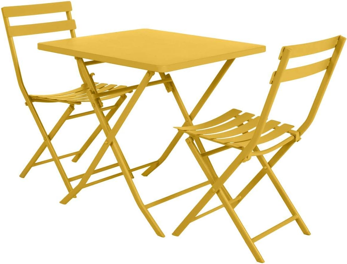 karaca-alisveris - Greensboro série - 2 places, acier renforcé, jaune - table pliante
