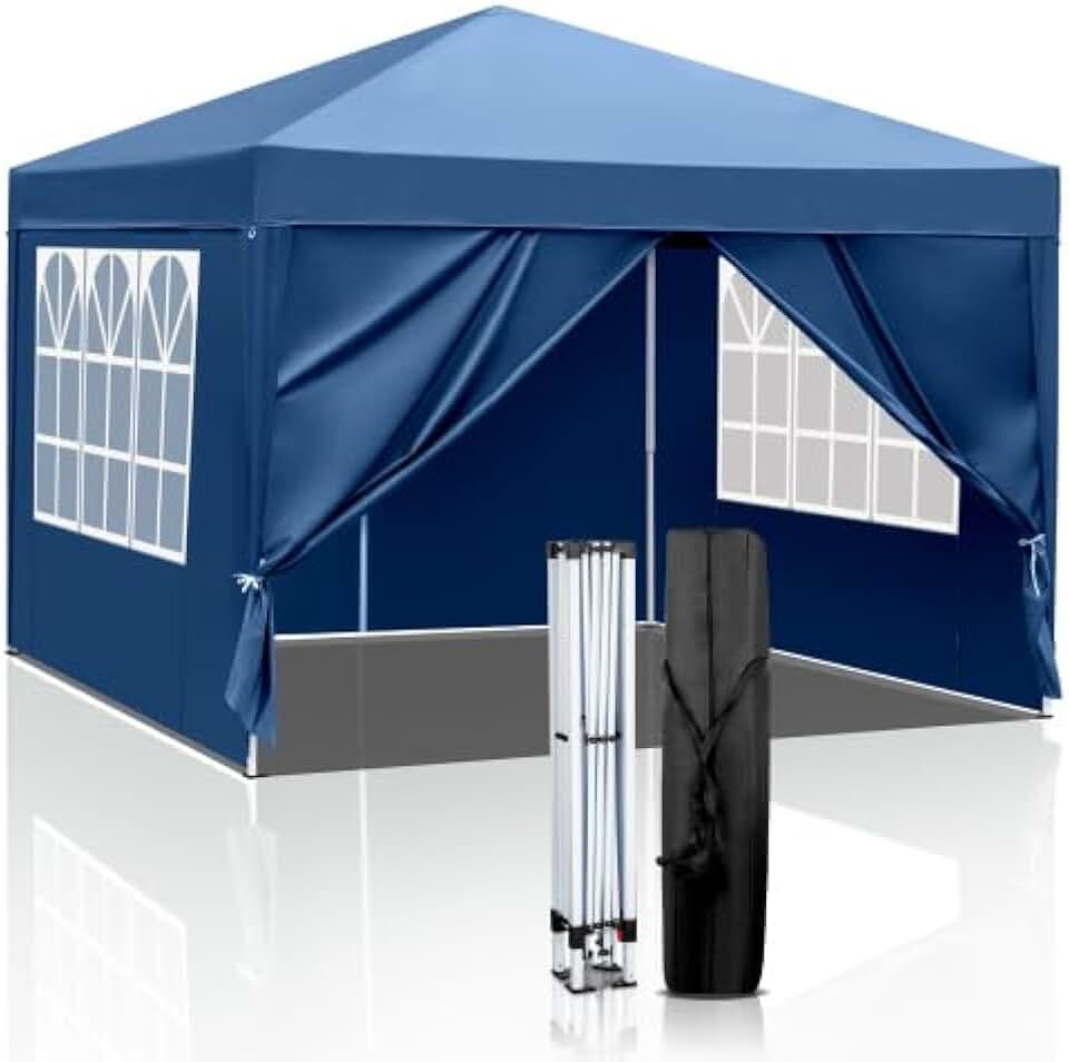 karaca-alisveris - tonnelle pliante série 3x3m imperméable, 4 parois, bleu royal