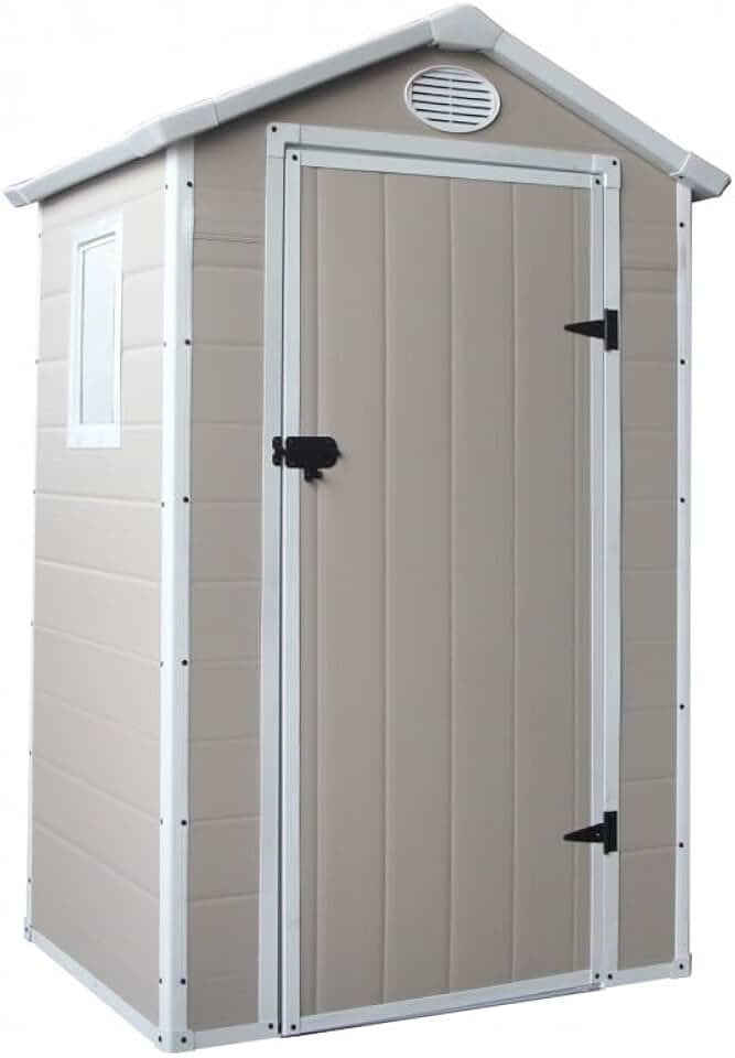 karaca-alisveris - Abri de jardin en résine - 1,34m² - porte verrouillable, fenêtre, ventilation, acier galvanisé