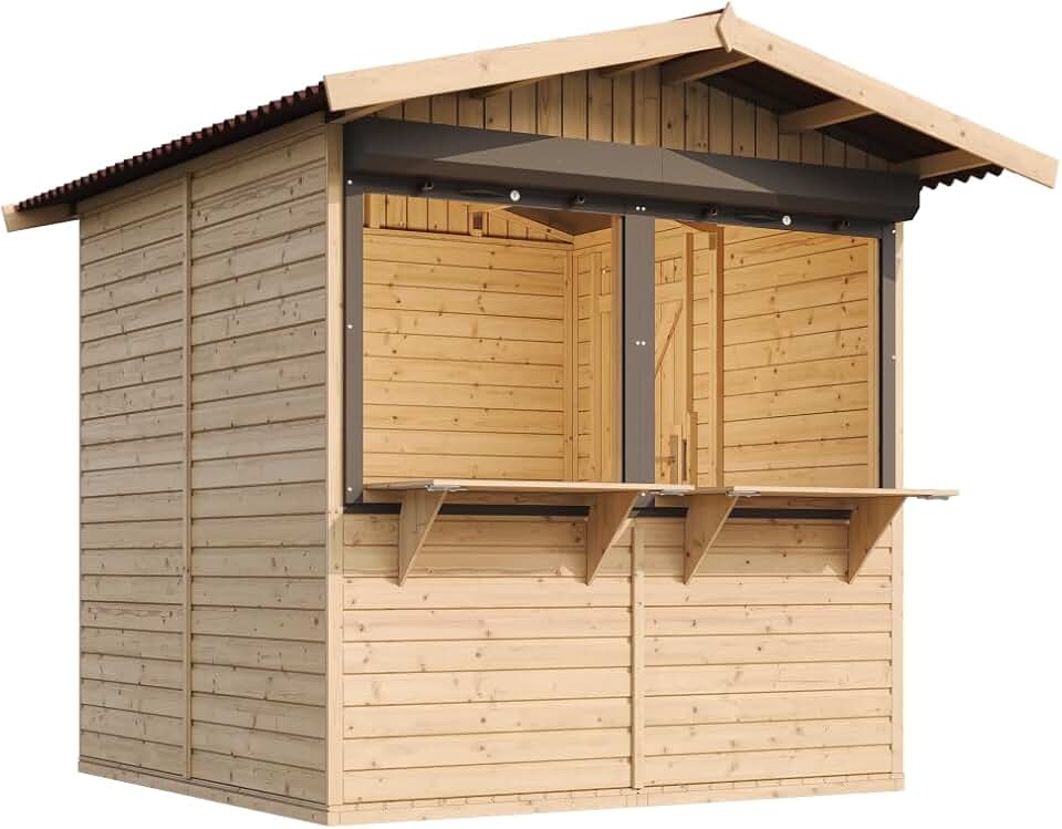 karaca-alisveris - kiosque jardin bois 4m², 2 fenêtres, volets, 253x263x232cm - M149Z