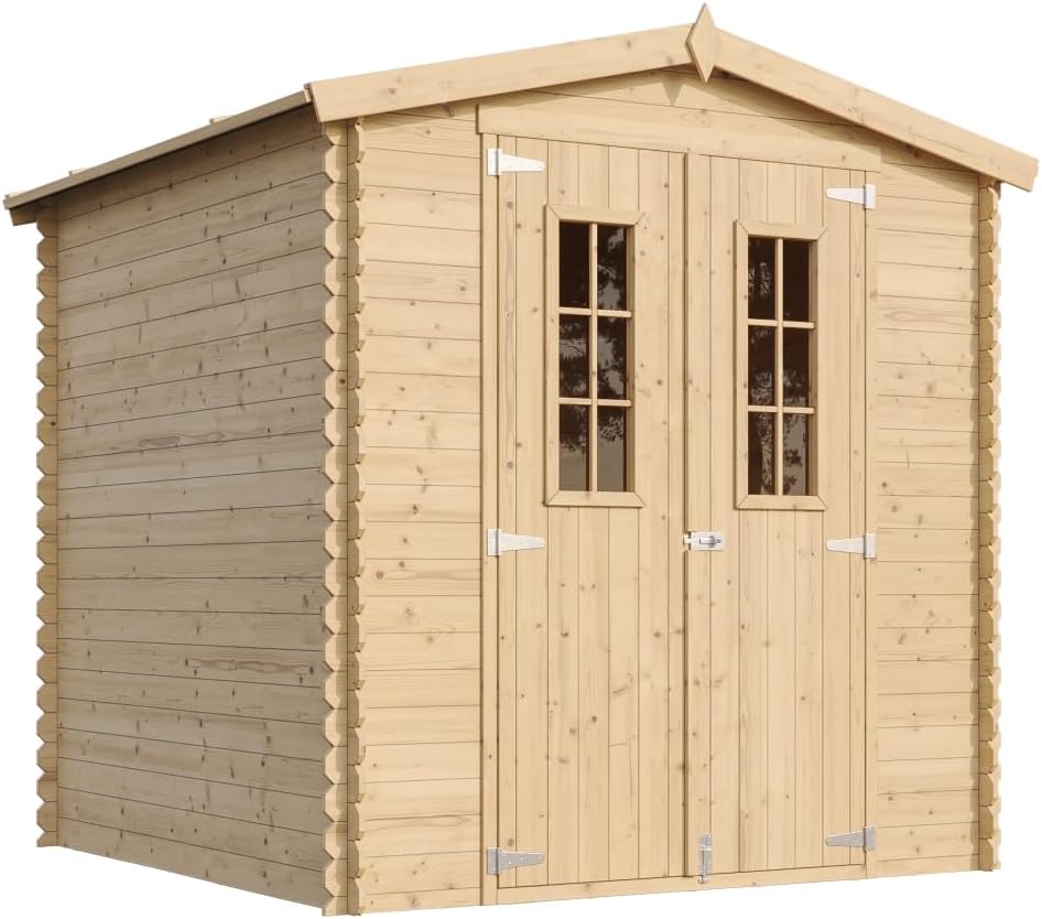 Abri de Jardin en Bois - Stockage extérieur I216xL206xH218 cm/ 3.53 m2 Petit abri à Outils, Local à vélos - Toit imperméable, fenêtres karaca-alisveris M343C