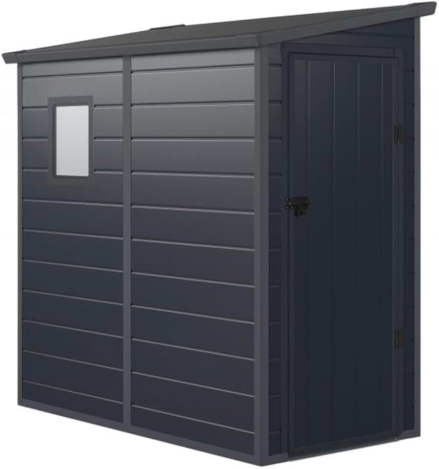 karaca-alisveris - Abri de jardin adossé résine 2,09m², porte verrouillable, fenêtre, acier galvanisé