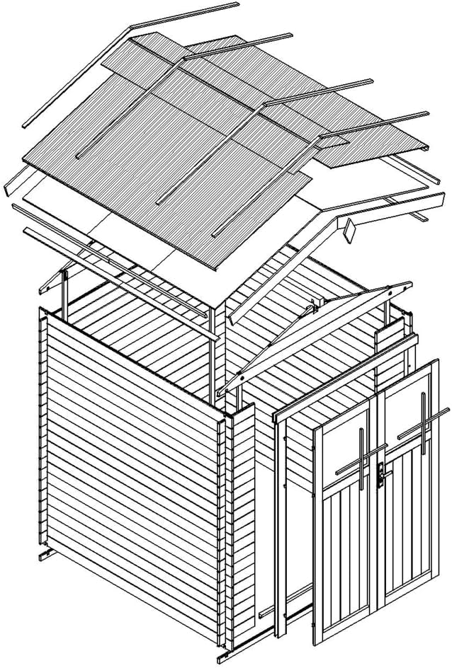Abri de Jardin en Bois - Stockage extérieur I196xL136xH218 cm/ 1.98 m2 Petit abri à Outils, Local à vélos - karaca-alisveris M367F