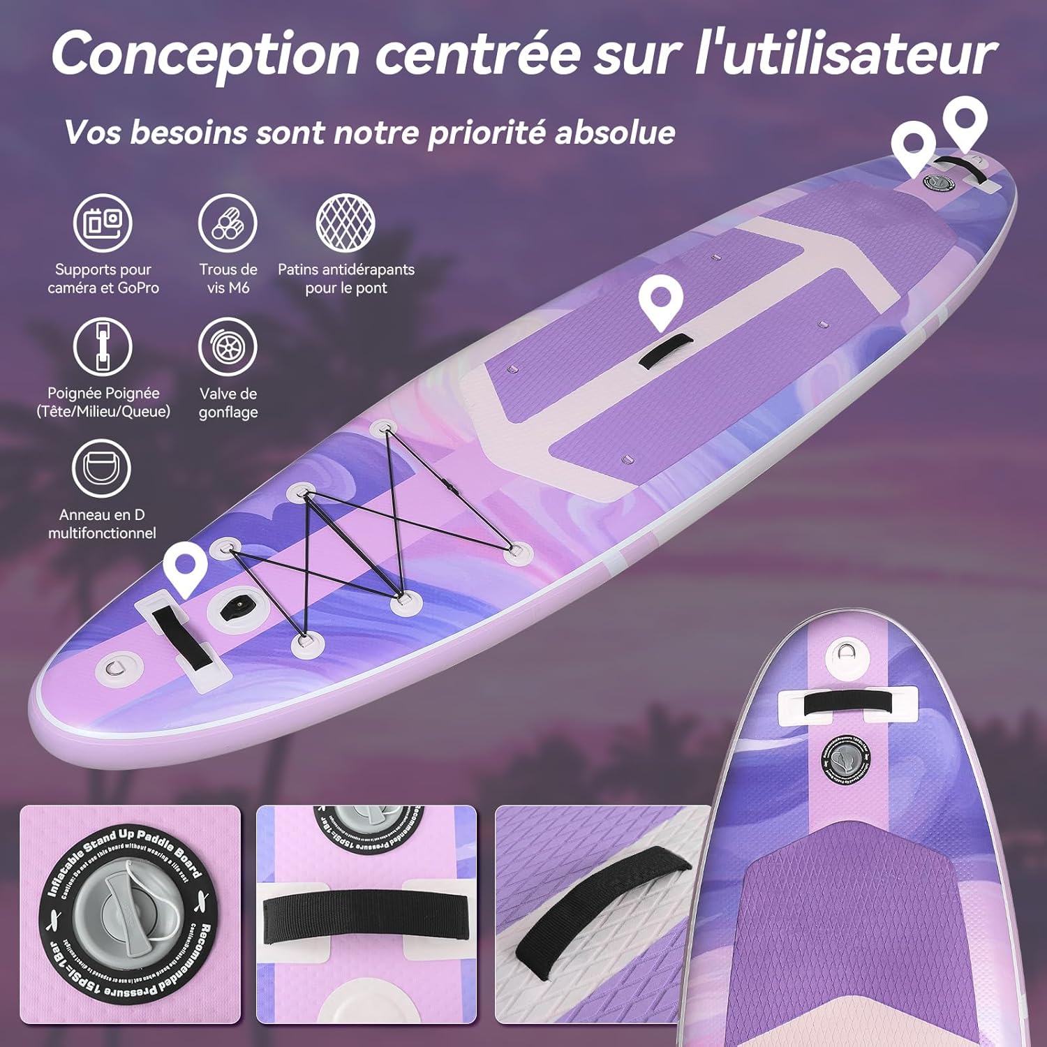 karaca-alisveris - Paddle Gonflable Série Adulte - 320/335cm - 2 personnes, siège kayak, pagaie alu, support caméra, jusqu'à 15