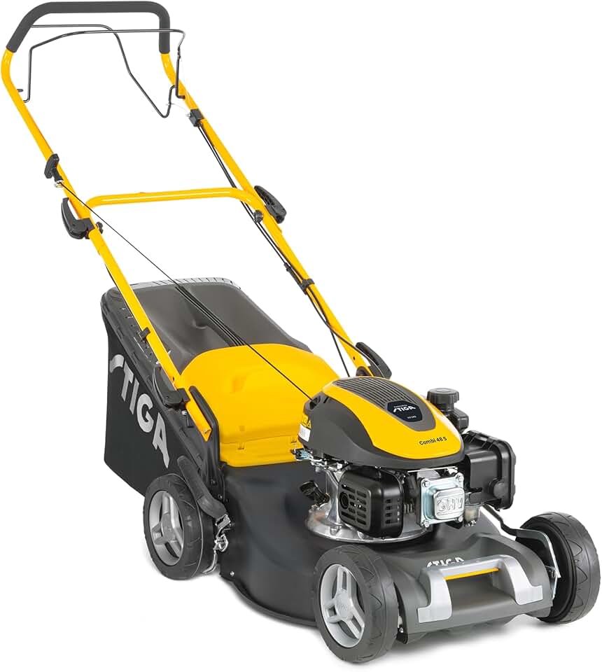 karaca-alisveris Combi 48 S Tondeuse Thermique, 139 cm³, 46 cm – Bac 60 L, Mulching Intégré, Réglage 6 Positions – Pelouses Jusqu’à 1 200 m², Gris