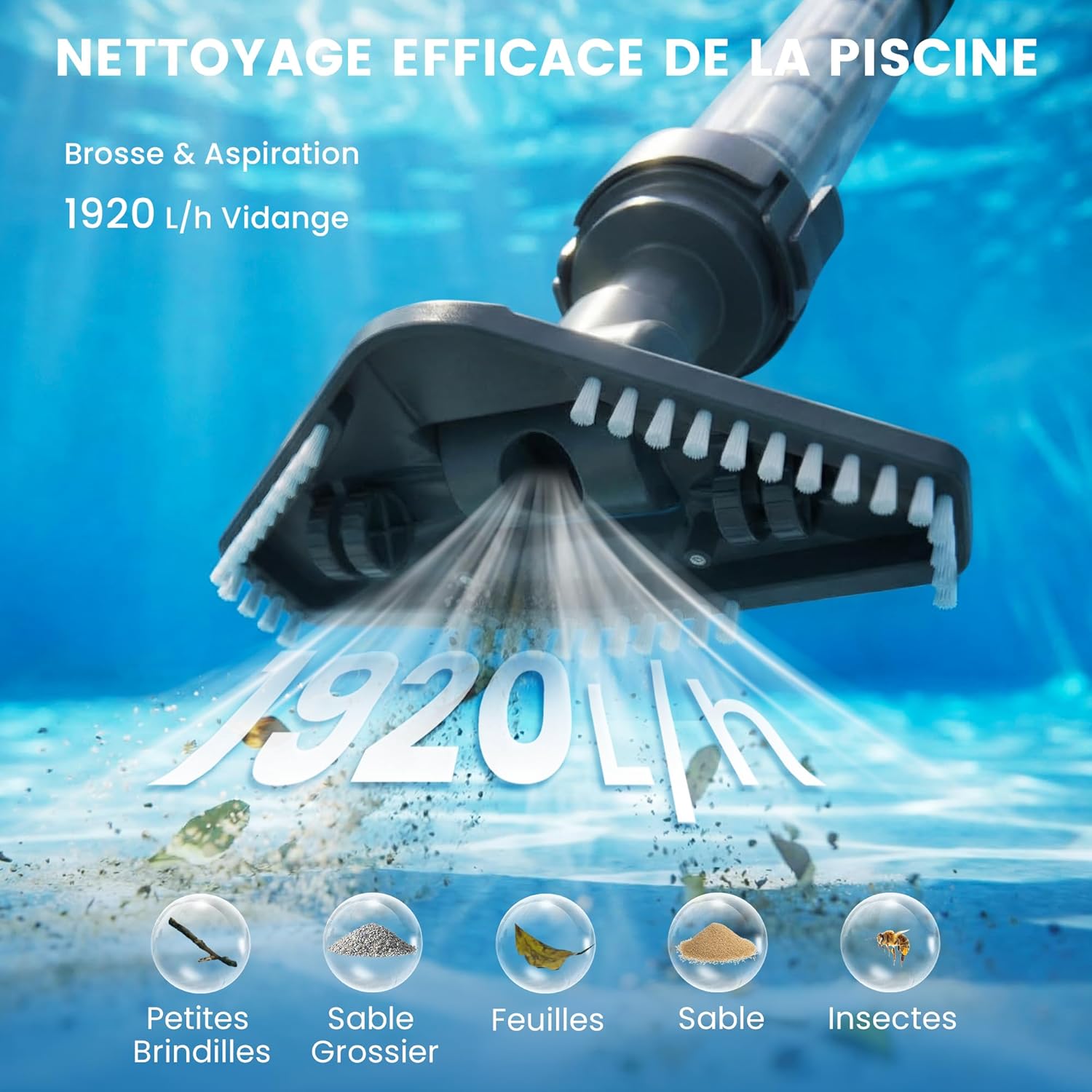 Aspirateur de piscine sans fil - 45 min autonomie - rechargeable - pour piscines hors-sol et spas