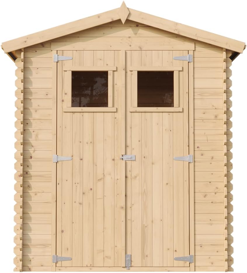 Abri de Jardin en Bois avec Sol TRAITÉ - Stockage extérieur I196xL136xH218 cm/ 1.98 m2 Petit abri à Outils, Local à vélos - Toit imperméable, fenêtres - karaca-alisveris M367
