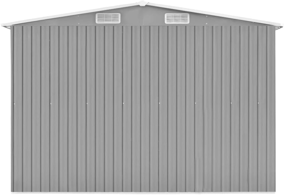 Abri de jardin en métal gris - 257x298x178 cm, résistant, 72,36kg