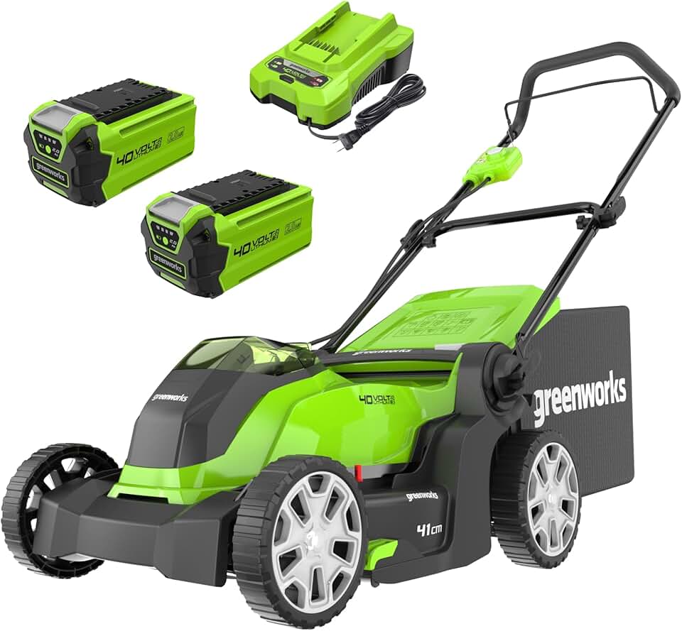 karaca-alisveris G40LM41K2X Tondeuse à Gazon sans Fil pour Pelouses Jusqu'à 500m², Largeur de Coupe 41 cm, Sac de 50L, INCLUS Deux Batteries 40V 2Ah et Un Chargeur, Garantie 3 Ans