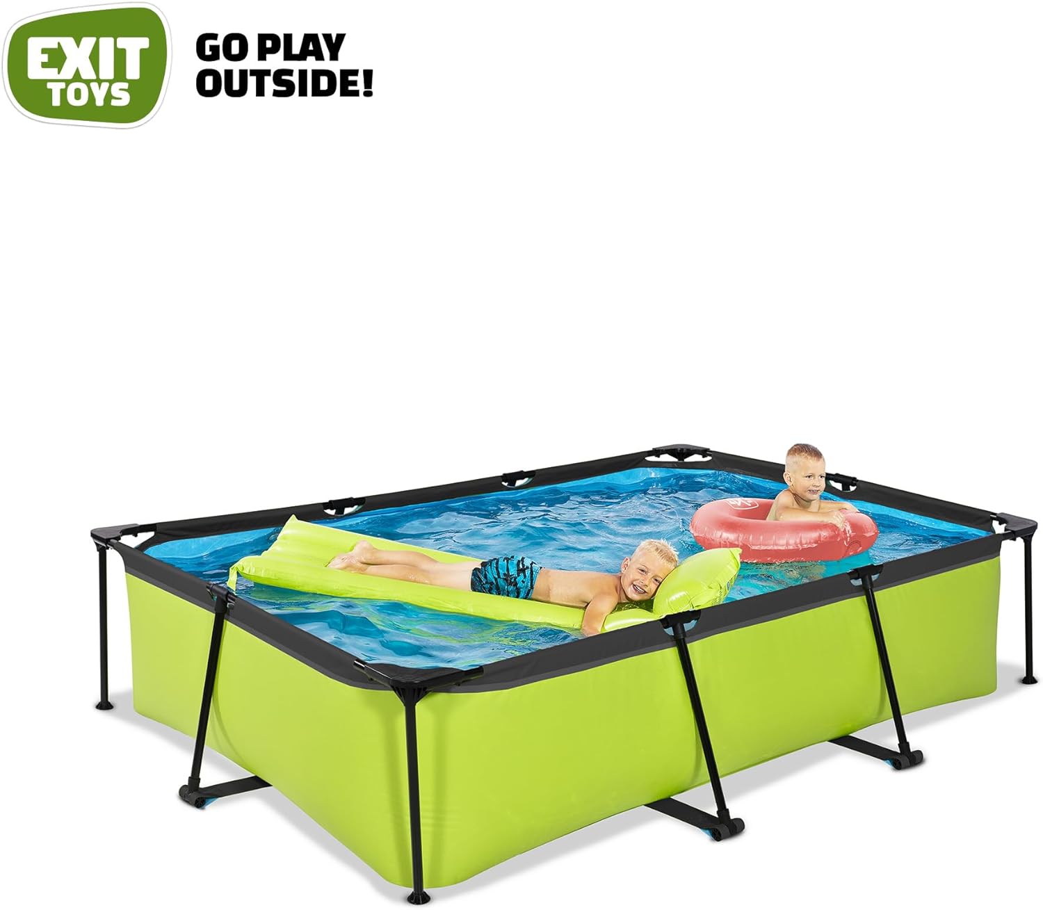 karaca-alisveris Piscine Lime - 300x200x65cm - Piscine Hors Sol Rectangulaire avec Pompe Filtrante à Cartouche - Entrée Basse - Idéal pour Les Jeunes Enfants - Cadre Stable - Design Unique - Vert
