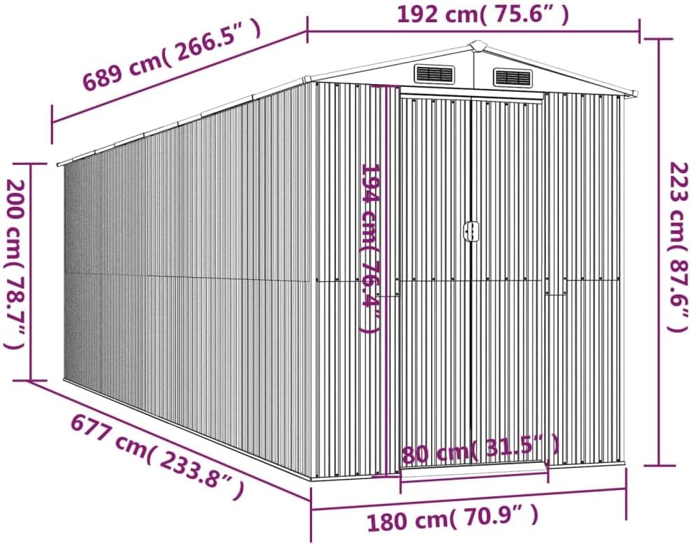 Abri de Jardin - anthracite acier galvanisé 192x689x223 cm - 3147455