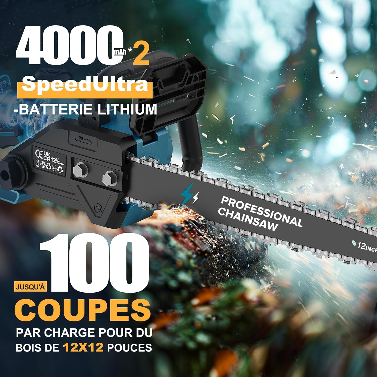 PowerCut - X13 série - tronçonneuse 12 pouces - 2x4000mAh, brushless 1800W PowerCut X13