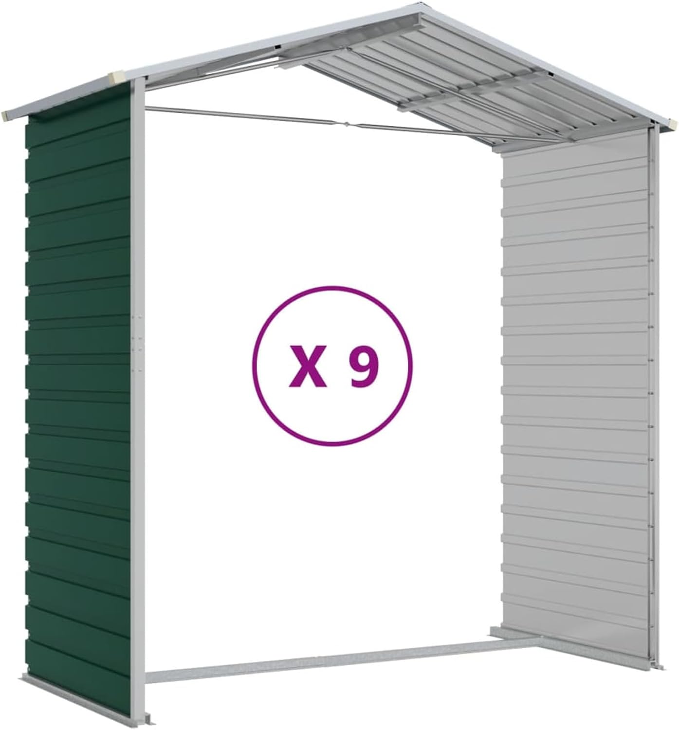 Abri de jardin - vert acier galvanisé 191x810x198 cm - rangement outils