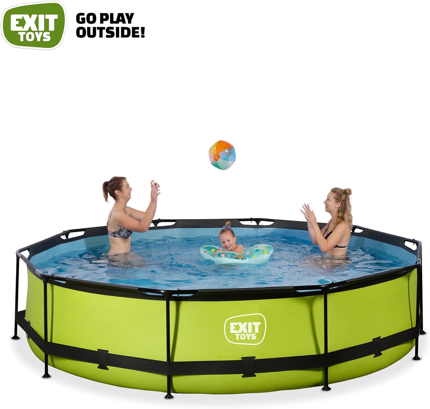 karaca-alisveris Piscine Tubulaire Lime - ø360x76cm - Piscine Hors Sol Ronde Grande avec Pompe Filtrante à Cartouche - Entrée Basse - Idéal pour Les Jeunes Enfants - Cadre Stable - Design Unique - Vert