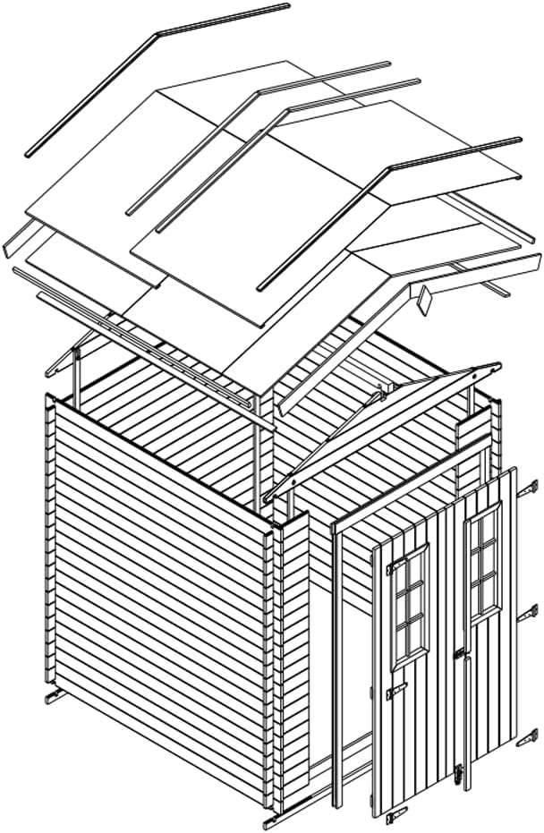 Abri de Jardin en Bois - Stockage extérieur I186xL196xH218 cm/ 2,82 m2 Petit abri à Outils, Local à vélos - karaca-alisveris M320C