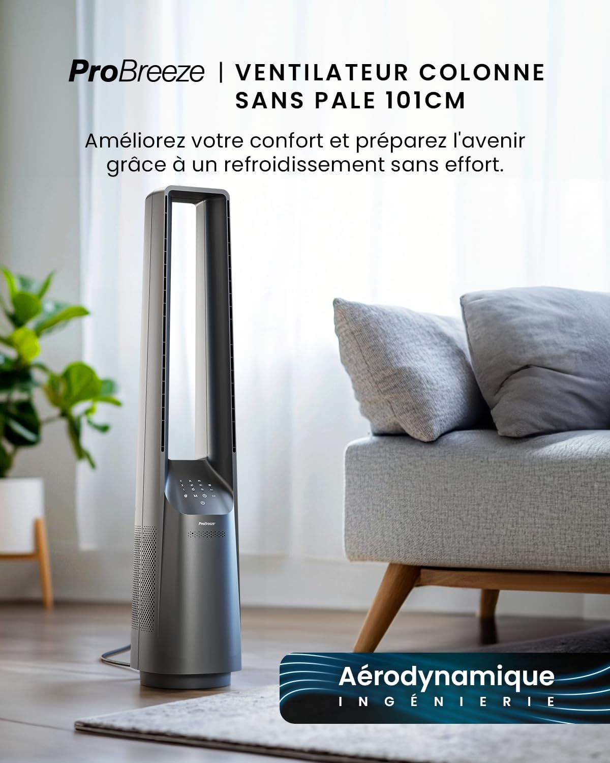 karaca-alisveris - Ventilateur tour 101 cm, 6 vitesses, oscillant, silencieux