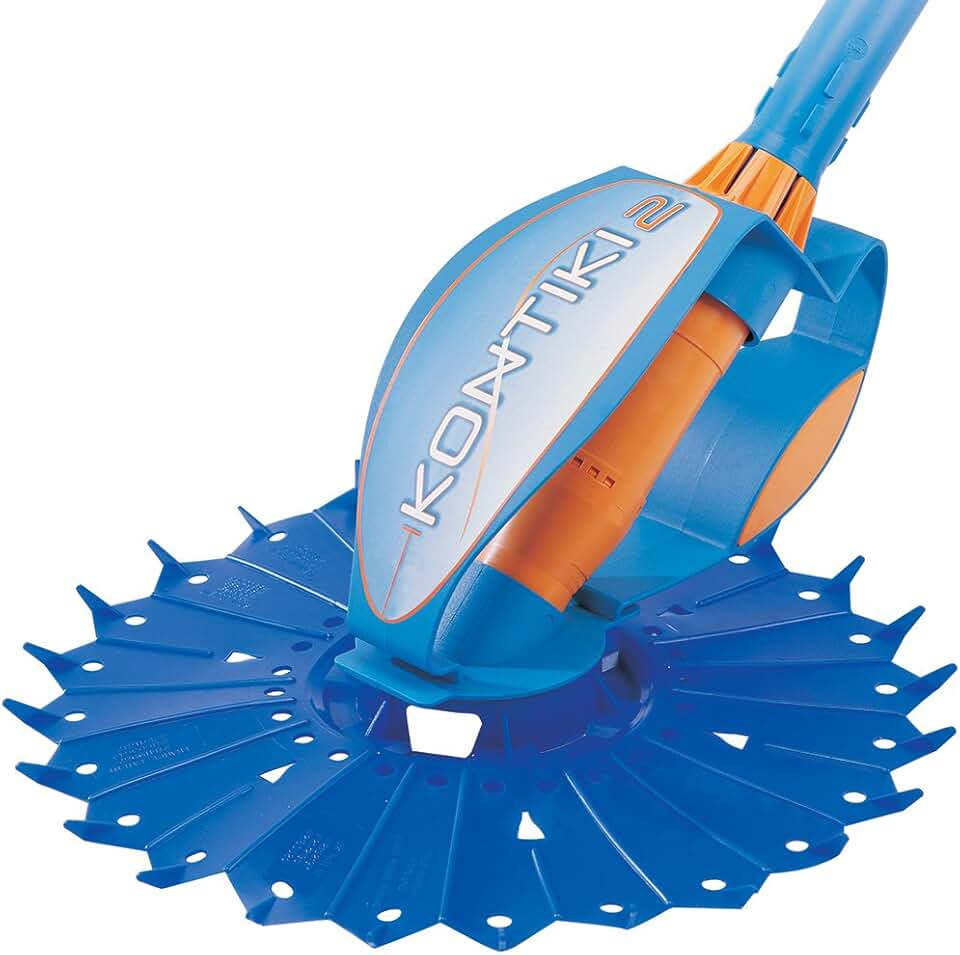 karaca-alisveris Robot Nettoyeur de Piscine Hydraulique, Fond Seul, pour Piscines 8 x 4 m Maximum, Aspiration à Diaphragme, Kontiki 2, Bleu/Orange, W70478