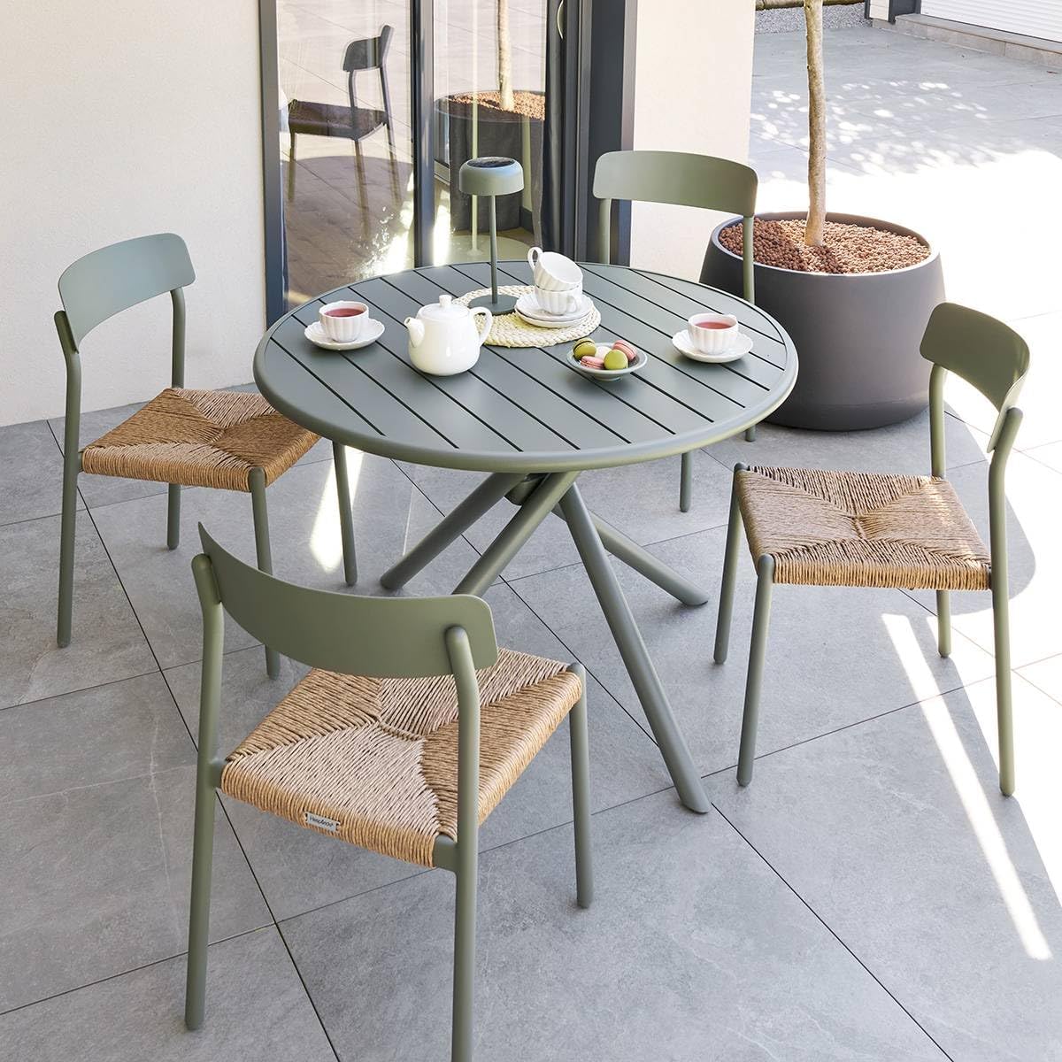 karaca-alisveris - Nebullia Table Jardin 4 places 105cm Vert Laurier